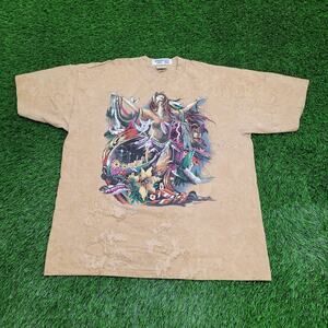 Vintage 90s Native-American Spiritual Shirt 2XL 25x30 Brown